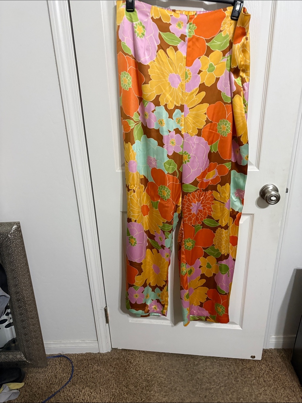 Forever 21 Floral Wide-Leg Pants in Orange, Pink & Green